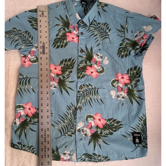 Neff Disney Hawaiian Shirt Mens Medium Blue Mickey Mouse Floral Button Up Camp - Picture 8 of 8